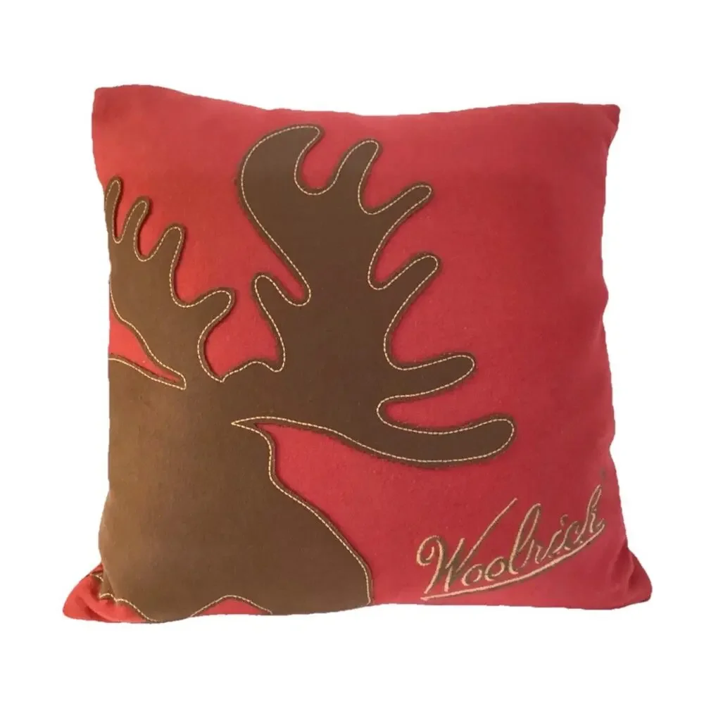 Woolrich MOOSE‎ ANTLER Decorative Appliqué Throw Feather Pillow 15”x 15” EUC